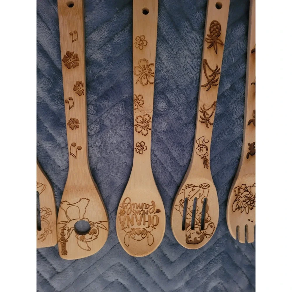 Lilo And Stitch Bamboo Utensils (Set Of 5)Plus Apron, Pot Holder, Glove